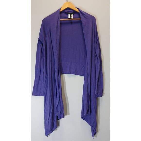 Bcbg max womens small cardigan sweater waterfall silk cashmere purple - Picture 2 of 9